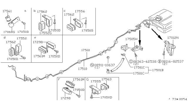 1983 Nissan 280ZX Hose Assembly - Fuel Diagram for 17564-P7109