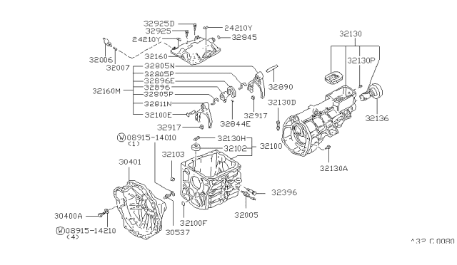 1981 Nissan 280ZX Transmission Case & Clutch Release Diagram 2