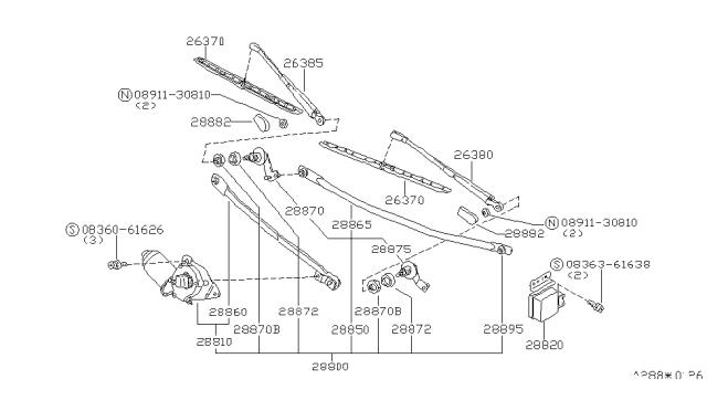 1979 Nissan 280ZX Motor-Windshield-WIPER Diagram for 28810-P7100