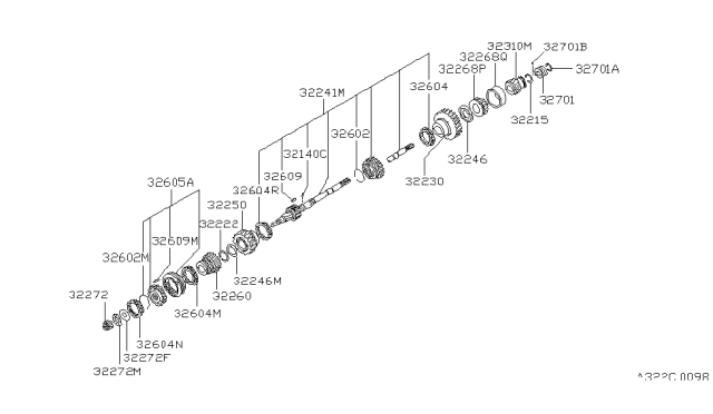 1983 Nissan 280ZX Shaft Assembly Main Diagram for C2240-P9500