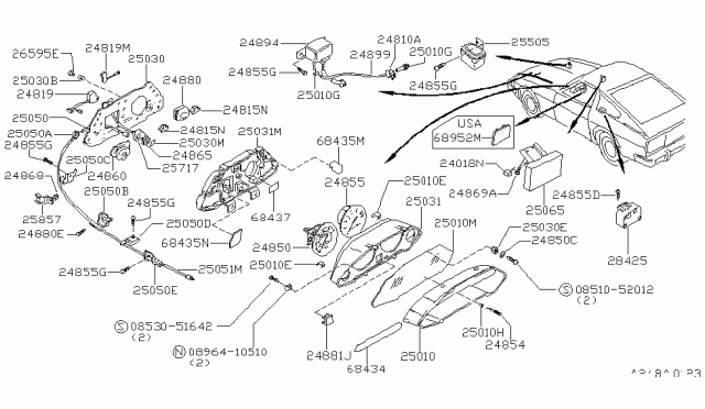 1982 Nissan 280ZX Instrument Meter & Gauge Diagram 1