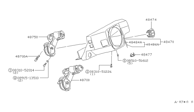 1983 Nissan 280ZX Switch-Ignition Diagram for 48750-E7705