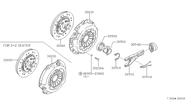 1983 Nissan 280ZX Clutch Cover,Disc & Release Parts Diagram