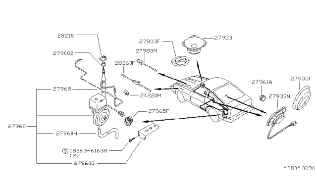1981 Nissan 280ZX Leather Speaker Unit Diagram for 28156-N9410