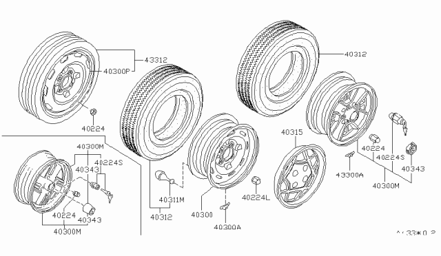 1983 Nissan 280ZX Disc Wheel Cover Assembly Diagram for 40315-P9400
