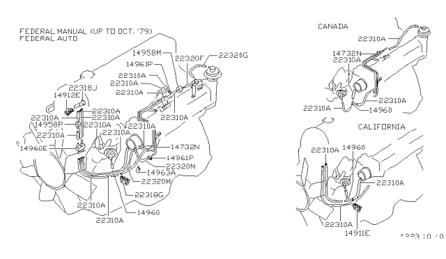 1979 Nissan 280ZX Engine Control Vacuum Piping Diagram 2