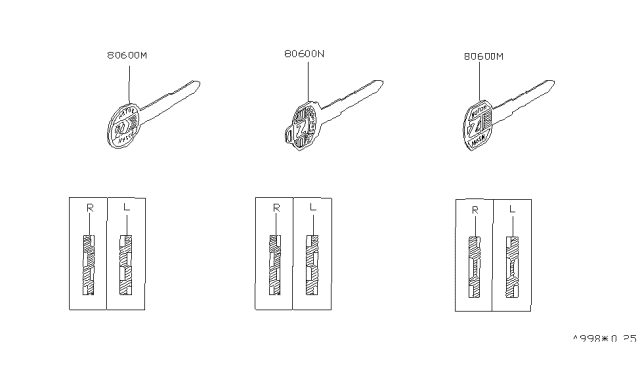 1979 Nissan 280ZX Key-Blank R Diagram for KEY00-00036