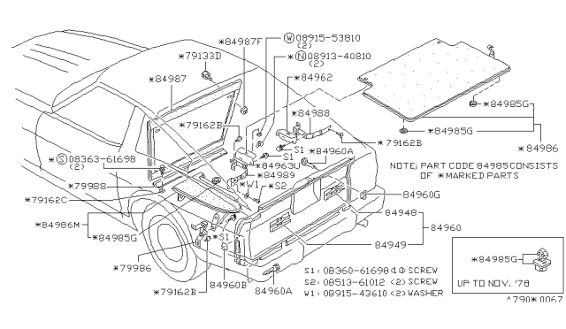 1979 Nissan 280ZX Plate-Lock Diagram for 79896-P7100