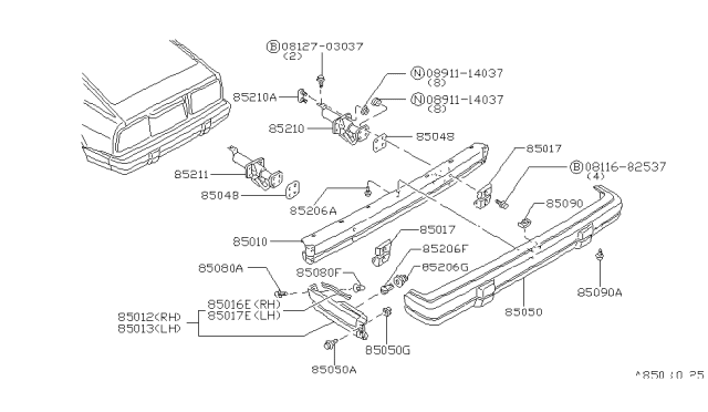 1983 Nissan 280ZX Rear Bumper Diagram