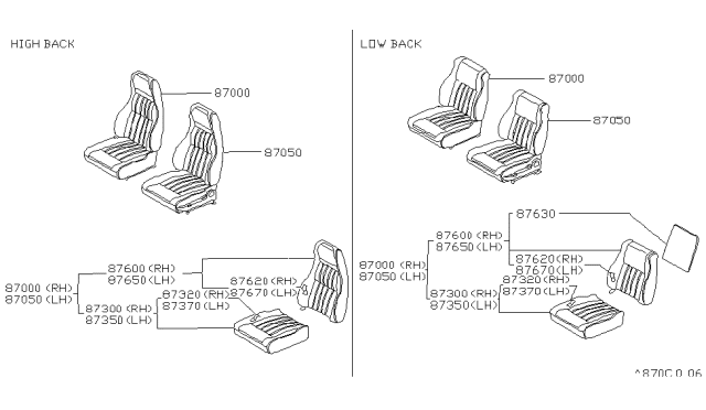 1982 Nissan 280ZX Back Front Lf S&Bl Diagram for 87650-P9763