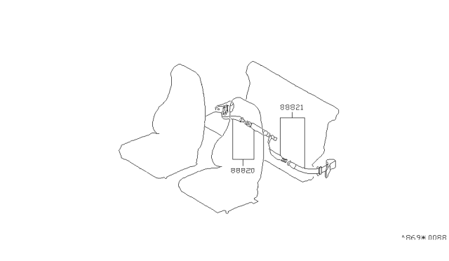 1981 Nissan 280ZX Rear Seat Belt Set, 2Point Left Diagram for 88870-P7961