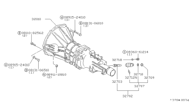 1983 Nissan 280ZX Manual Transmission, Transaxle & Fitting Diagram