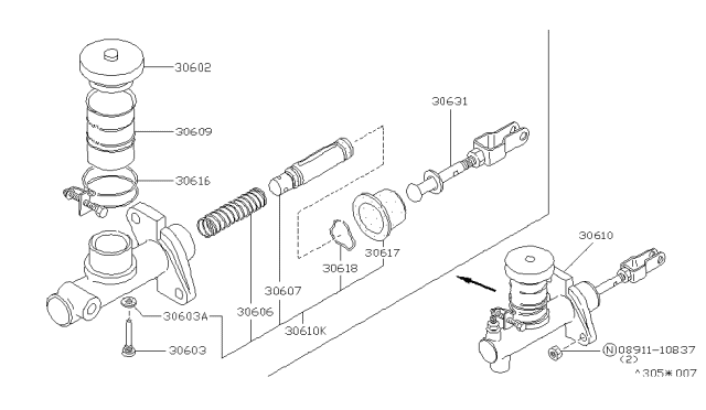 1982 Nissan 280ZX Clutch Master Cylinder Diagram