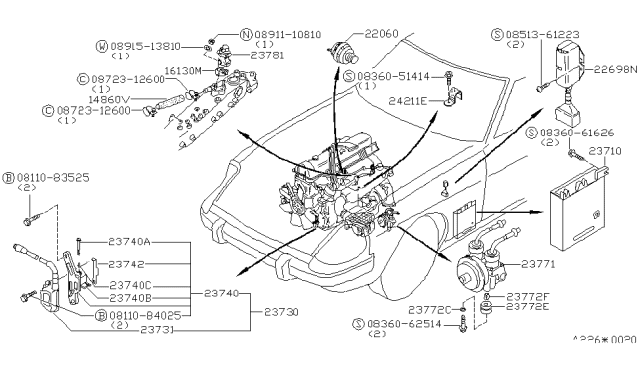 1980 Nissan 280ZX Bolt Hex W/WASH Diagram for 08110-83525