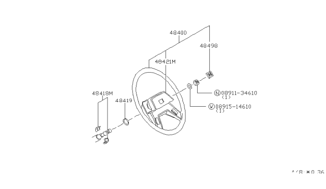 1983 Nissan 280ZX Steering Wheel Assembly Diagram for 48400-P7100