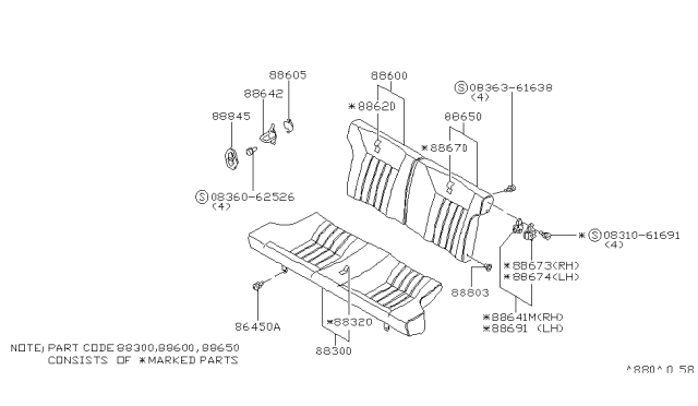 1979 Nissan 280ZX Cover-Striker Diagram for 88647-P7163