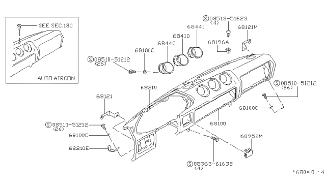 1983 Nissan 280ZX Instrument Panel,Pad & Cluster Lid Diagram