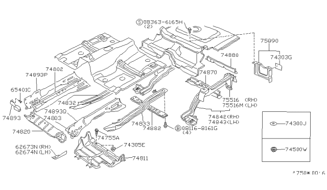 1985 Nissan 300ZX Member-Side Front LH Diagram for 75101-01P30