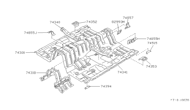 1986 Nissan 300ZX Member Front Mounting LH Diagram for 74331-21P00