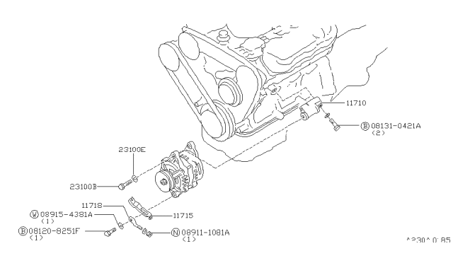 1985 Nissan 300ZX Alternator Fitting Diagram 1