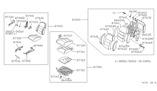 1987 Nissan 300ZX Front Seat Diagram 3