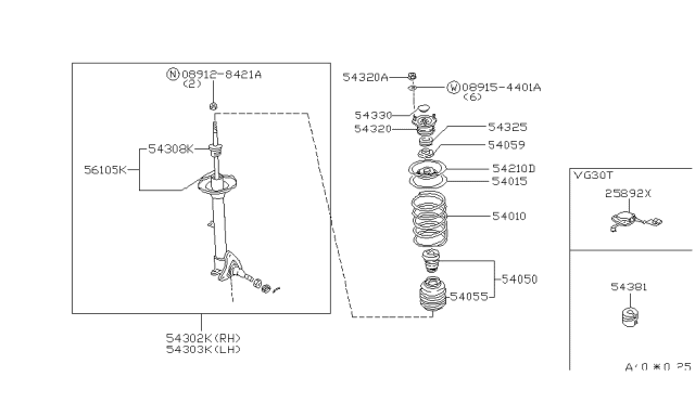 1986 Nissan 300ZX Spring Front Diagram for 54010-01P14