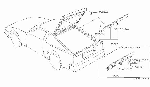 1989 Nissan 300ZX FINISHER Bk Door Diagram for 90900-01P01