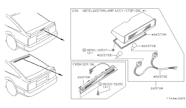 1985 Nissan 300ZX High Mounting Stop Lamp Diagram