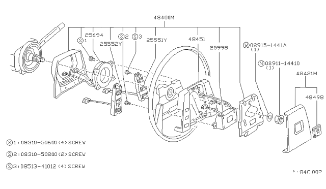 1986 Nissan 300ZX Steering Wheel Diagram 1