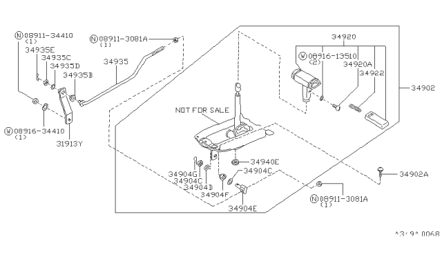 1986 Nissan 300ZX Knob-Control Lever Diagram for 34920-01P26