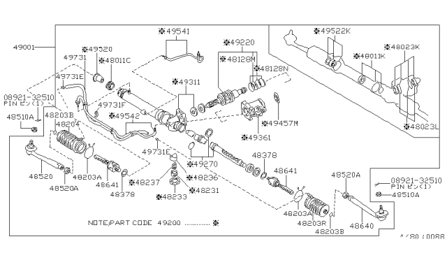 1989 Nissan 300ZX Housing Rear Diagram for 49361-22P00