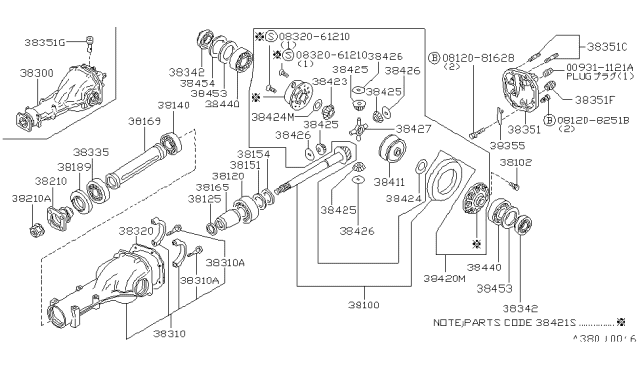 1988 Nissan 300ZX Case Complete Differential Diagram for 38420-40F70