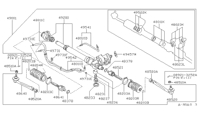 1984 Nissan 300ZX Gear Link Steer Diagram for 49001-16P00