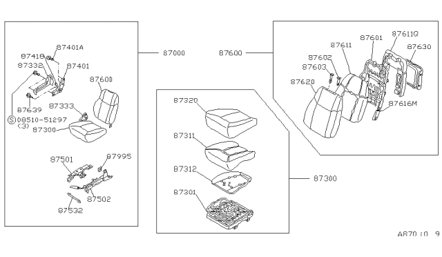 1986 Nissan 300ZX Front Seat Diagram 10