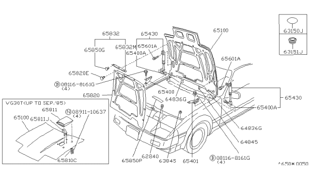 1986 Nissan 300ZX Stay Assy-Hood Diagram for 65430-21P00
