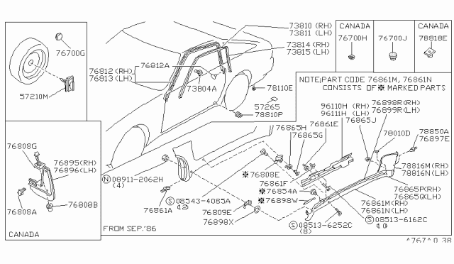 1986 Nissan 300ZX Clip-Trim Diagram for 66919-H1001