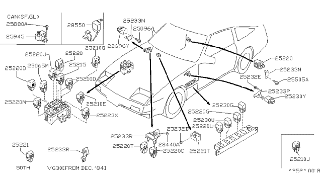 1985 Nissan 300ZX Bracket Rel Lamp Diagram for 25237-03P00