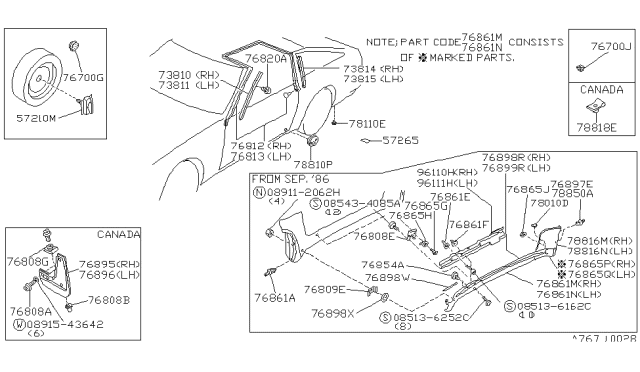 1986 Nissan 300ZX Body Side Fitting Diagram 4