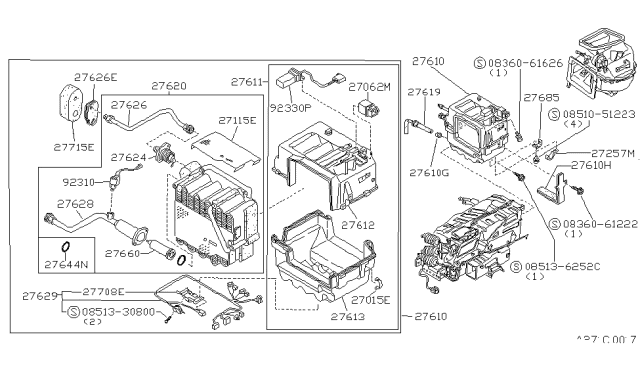 1985 Nissan 300ZX Harness A/C Diagram for 27580-01P20