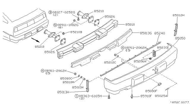 1989 Nissan 300ZX Rear Bumper Diagram