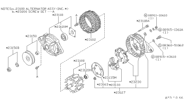 1985 Nissan 300ZX Diode Assy Diagram for 23230-05P01