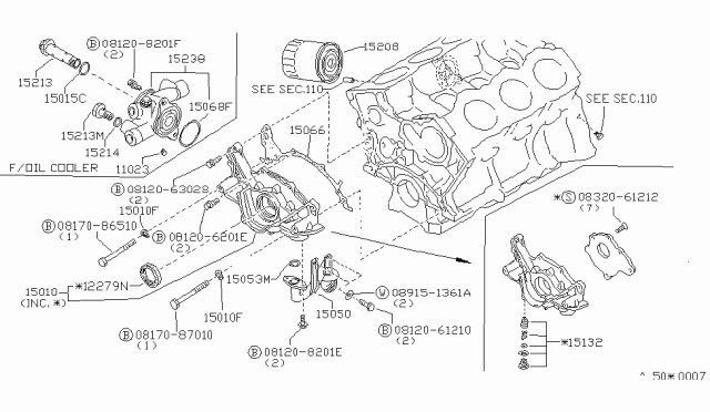 1985 Nissan 300ZX SERVICSERFIVPUMP Assembly-Oil Diagram for 15010-15V01