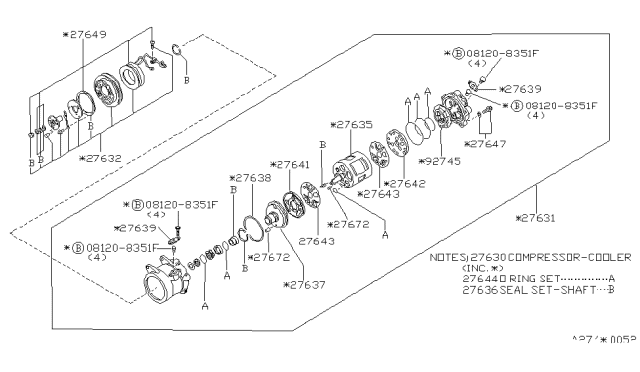 1986 Nissan 300ZX Compressor Cooler Diagram for 92600-01P05