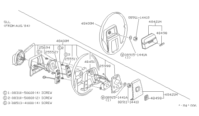 1986 Nissan 300ZX Steering Wheel Diagram 2