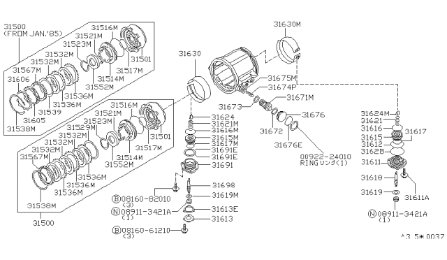 1987 Nissan 300ZX Clutch & Band Servo Diagram 1