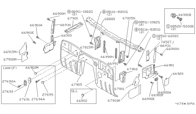 1985 Nissan 300ZX Cover-Instrument L Diagram for 67923-01P00