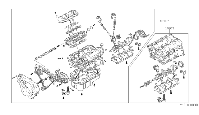 1985 Nissan 300ZX Engine Bare Diagram for 10102-01P00