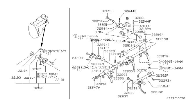 1988 Nissan 300ZX Sleeve-Reverse Diagram for 32181-V5000