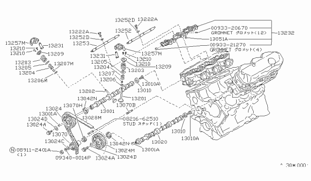 1987 Nissan 300ZX Camshaft & Valve Mechanism Diagram