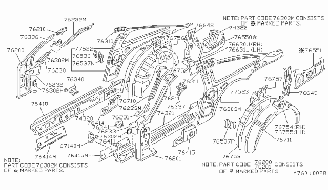 1986 Nissan 300ZX Body Side Panel Diagram